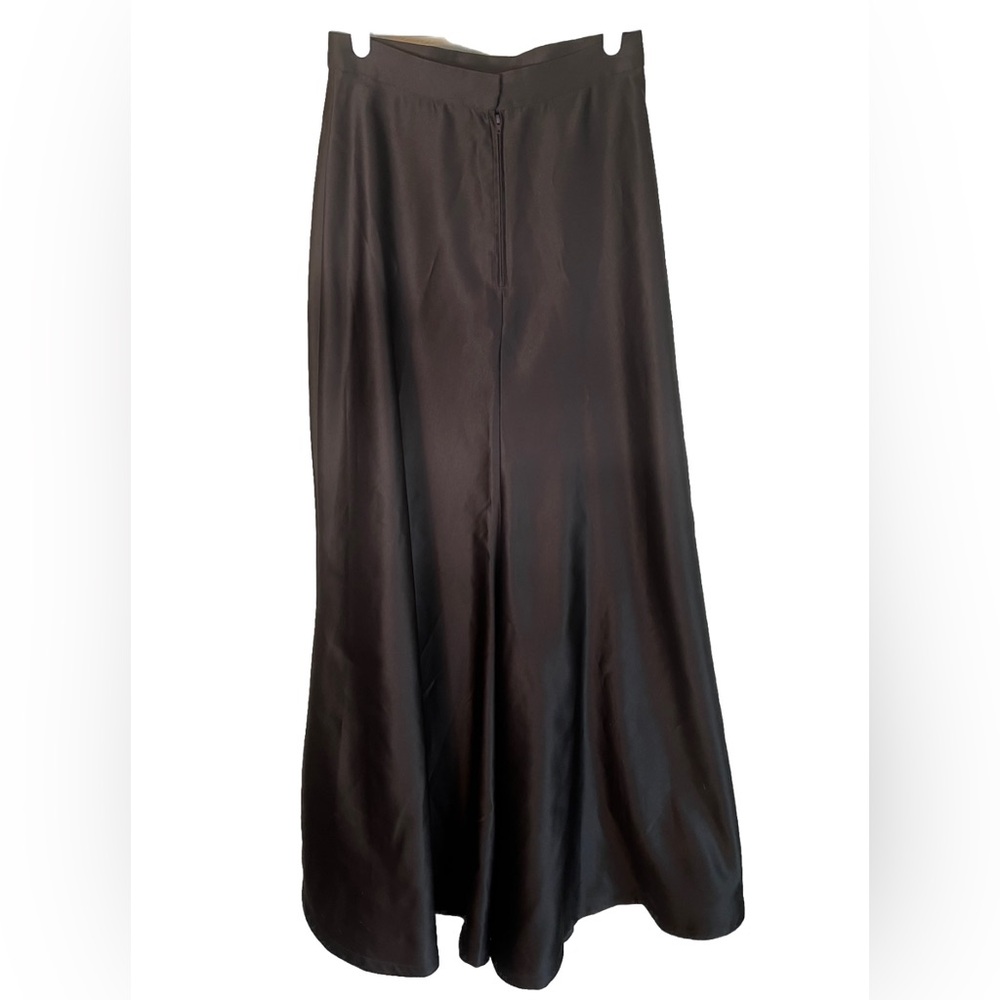 TADASHI Shoji COLLECTION Brown Satin Formal Maxi Skirt Fishtail Back Size 6 - Picture 3 of 6